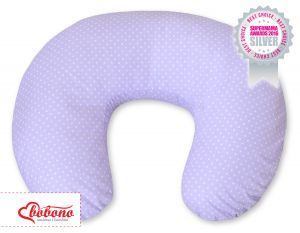 Feeding pillow- Hanging hearts white polka dots on lilac